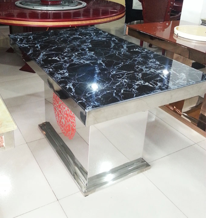 Z0142最新仿大理石钢化玻璃餐桌家电两用火锅桌暗