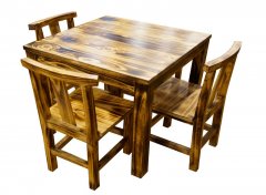  实木餐桌火烧木松木火锅桌火锅专用实木餐桌椅