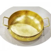 加厚黄铜锅火锅专用纯铜火锅盆1.2厚圆形带把铜